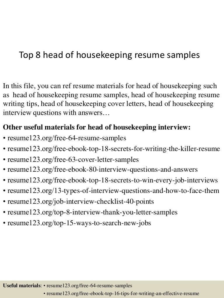 housekeeping resume